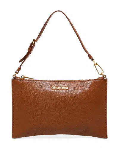 Pre-owned Miu Miu 2010s Mini Leather Shoulder Bag In Brown