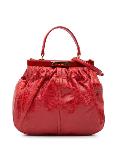 Pre-owned Miu Miu 2010s Nappa Frame Lux Top Handle Satchel In Red