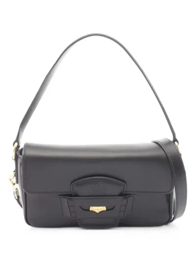 Pre-owned Miu Miu 2010s Penny Leather Shoulder Bag In Black