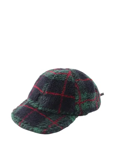 Pre-owned Miu Miu 2010s Plaid Logo-embroidered Cap In Blue