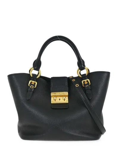 Pre-owned Miu Miu 2010s Push-lock Tote Bag In Black