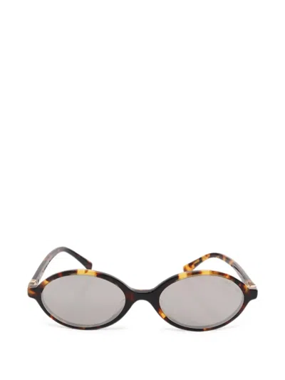 Pre-owned Miu Miu 2010s Regard Oval-frame Sunglasses In Brown