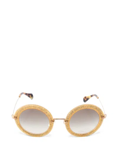 Pre-owned Miu Miu 2010s Round-frame Sunglasses In Yellow