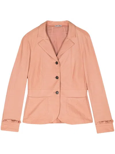 Pre-owned Miu Miu 2010s Ruffled-trim Jacket In Pink