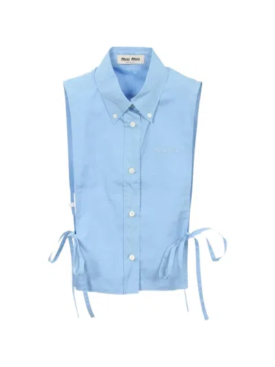 Pre-owned Miu Miu 2010s Side-tie Sleeveless Shirt In Blue