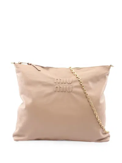 Pre-owned Miu Miu 2010s Softy Chain Tote Bag In Neutral