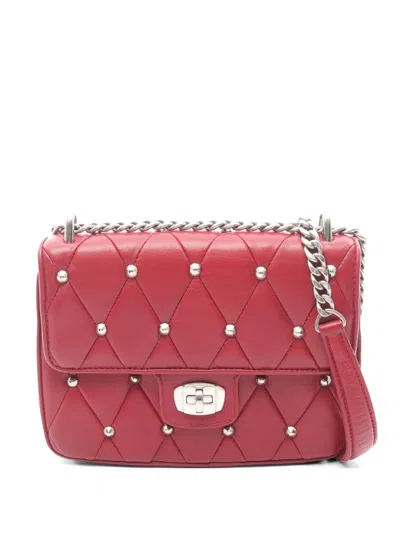 Pre-owned Miu Miu 2010s Stud-embellished Quilted Shoulder Bag In Red