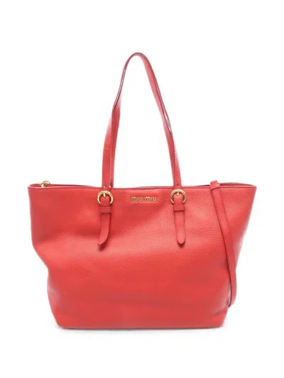 Pre-owned Miu Miu 2010s Vitello Daino Tote Bag In Red