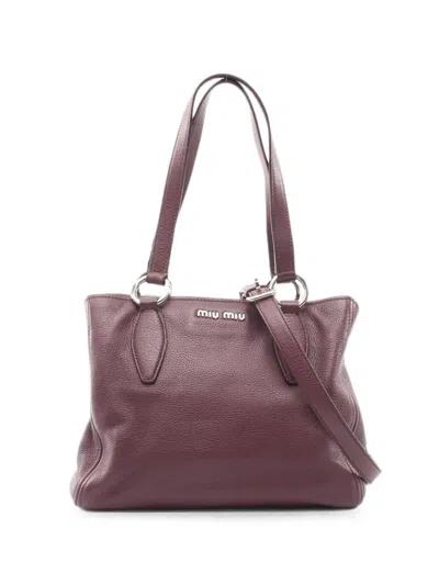 Pre-owned Miu Miu 2010s Vitello Phenix Leather Tote Bag In Brown