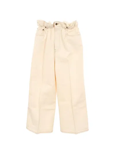 Pre-owned Miu Miu 2010s Wide Cotton Trousers In Neutral