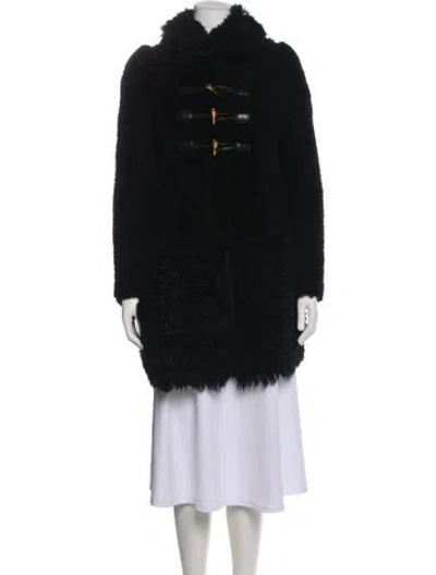 Pre-owned Miu Miu 2011 Shearling Fur Coat In Black