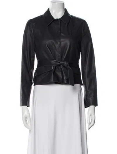 Pre-owned Miu Miu 2012 Leather Biker Jacket In Blue