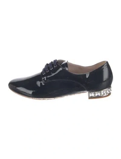 Pre-owned Miu Miu 2012 Patent Leather Oxfords In Blue
