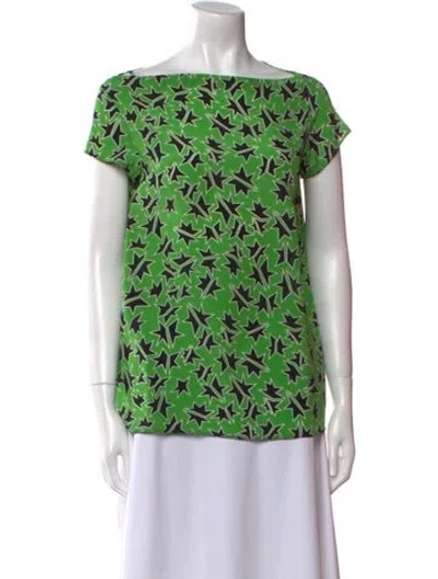 Pre-owned Miu Miu 2012 Silk Blouse In Green