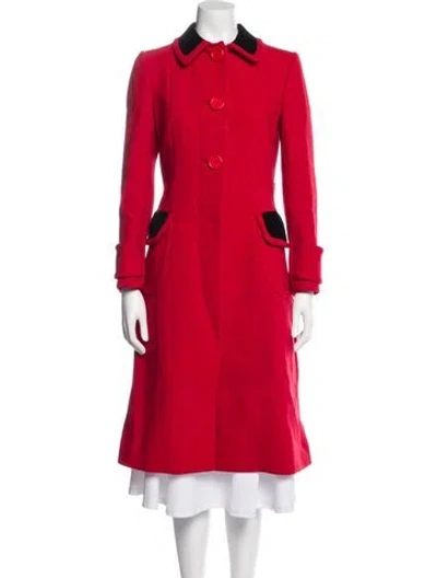 Pre-owned Miu Miu 2013 Virgin Wool Trench Coat In Red