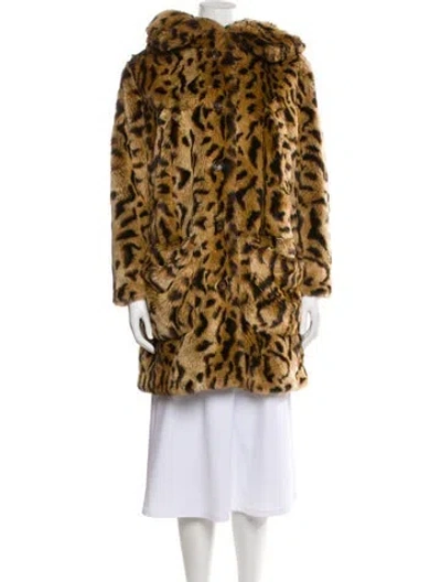 Pre-owned Miu Miu 2014 Animal Print Faux Fur Coat In Neutral