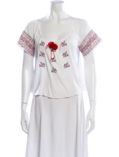 Pre-owned Miu Miu 2014 Floral Print Top In Neutral