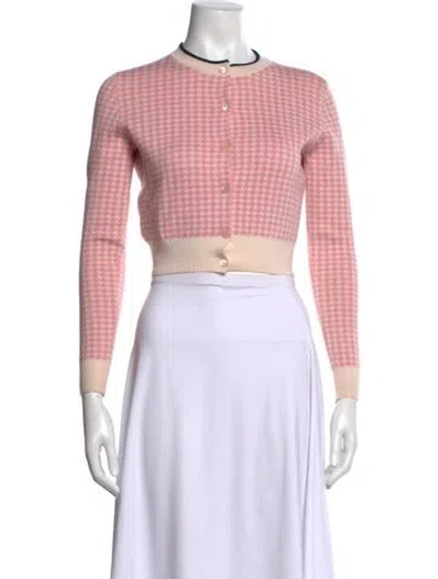 Pre-owned Miu Miu 2014 Houndstooth Print Sweater In Pink