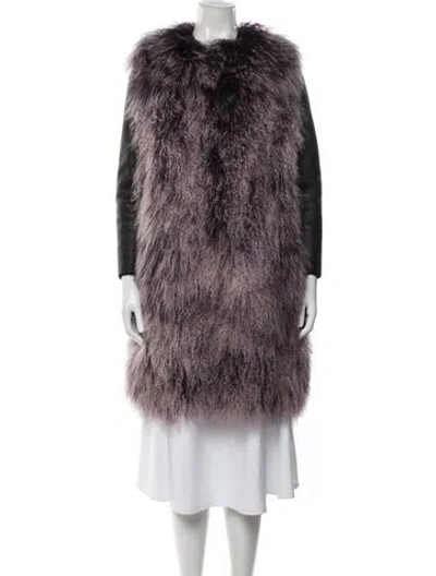 Pre-owned Miu Miu 2014 Lamb Fur Fur Coat W/ Tags In Purple