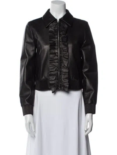 Pre-owned Miu Miu 2014 Lambskin Biker Jacket In Black