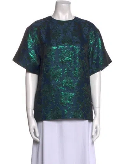 Pre-owned Miu Miu 2014 Leather Blouse In Blue/green/metallic