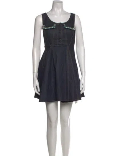 Pre-owned Miu Miu 2014 Mini Dress In Blue