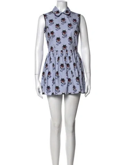 Pre-owned Miu Miu 2014 Mini Dress In Blue