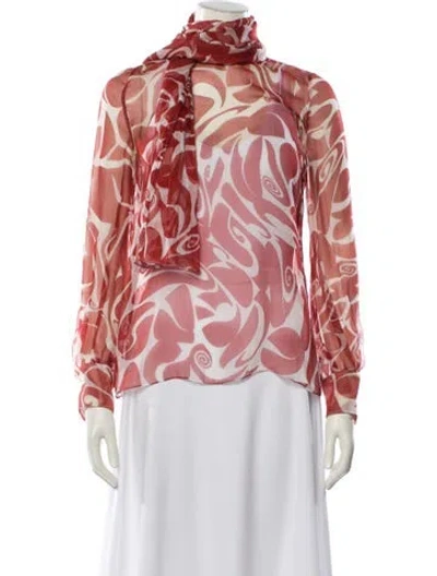 Pre-owned Miu Miu 2014 Silk Blouse In Red
