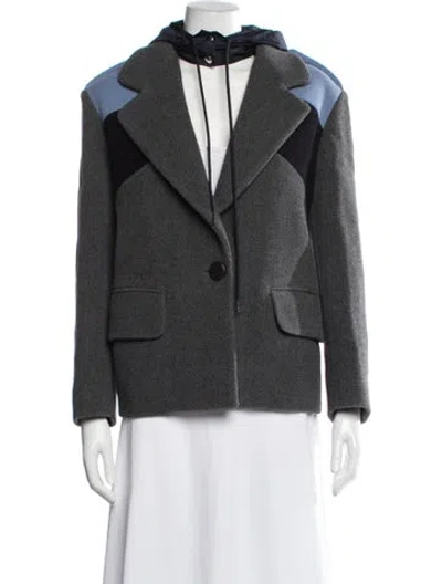 Pre-owned Miu Miu 2014 Virgin Wool Blazer In Blue/grey