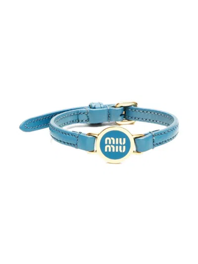 Pre-owned Miu Miu 2015-2025 Logo-plaque Bracelet In Blue