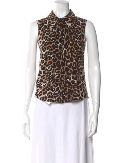 Pre-owned Miu Miu 2015 Animal Print Button-up Top In Neutral