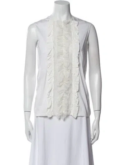Pre-owned Miu Miu 2015 Crew Neck Blouse In White