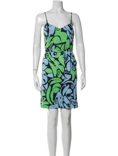 Pre-owned Miu Miu 2015 Mini Dress In Blue/green