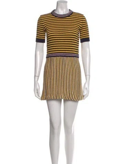 Pre-owned Miu Miu 2015 Mini Dress In Yellow