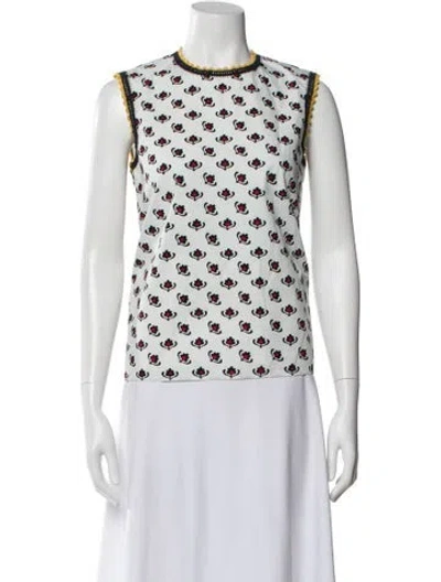 Pre-owned Miu Miu 2015 Patterned Top In White