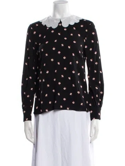 Pre-owned Miu Miu 2015 Printed Button-up Top In Blue