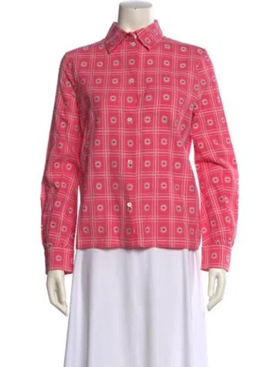 Pre-owned Miu Miu 2015 Printed Button-up Top In Pink