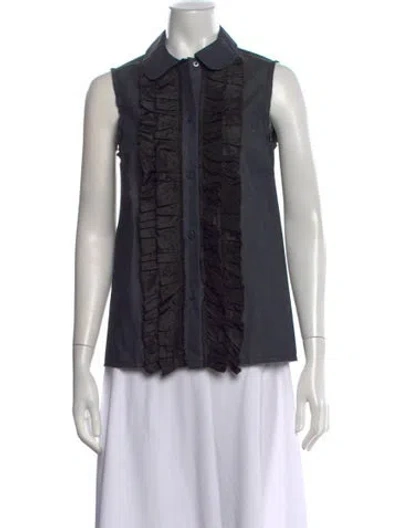 Pre-owned Miu Miu 2015 Sleeveless Blouse In Black