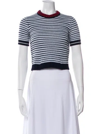 Pre-owned Miu Miu 2015 Striped Crop Top In Blue