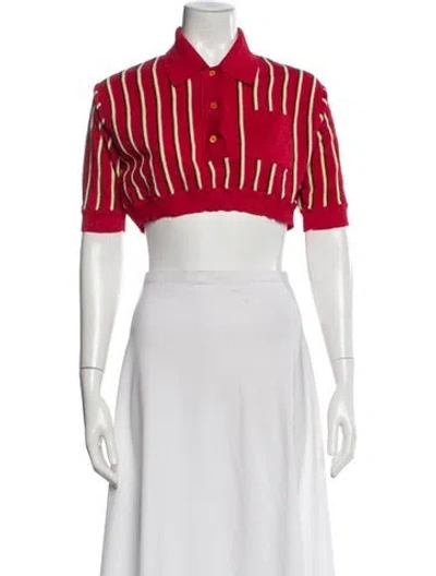 Pre-owned Miu Miu 2015 Striped Polo In Red