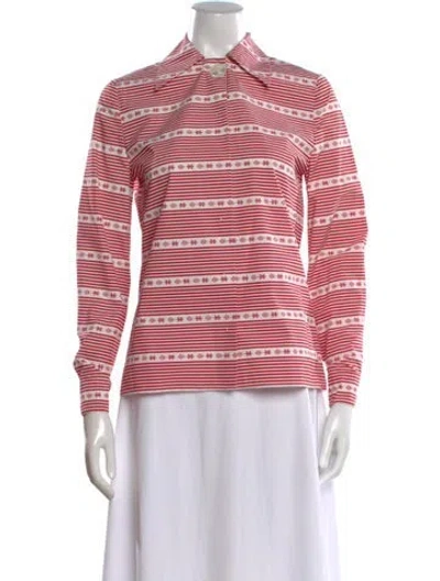 Pre-owned Miu Miu 2015 Striped Polo In Red