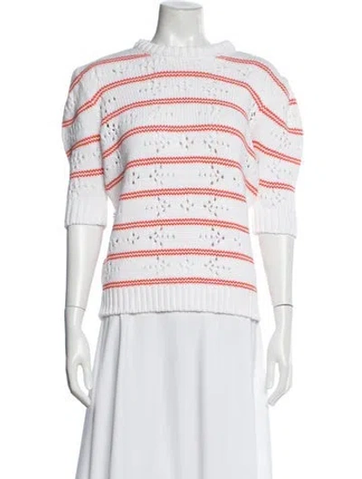 Pre-owned Miu Miu 2015 Striped Sweater In White