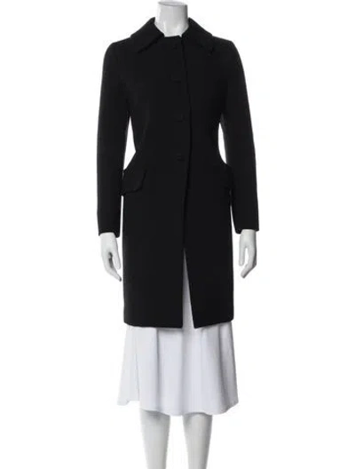 Pre-owned Miu Miu 2015 Virgin Wool Trench Coat In Black