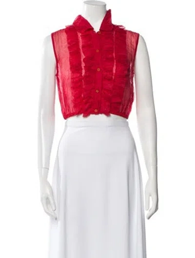 Pre-owned Miu Miu 2015 V-neck Crop Top In Red