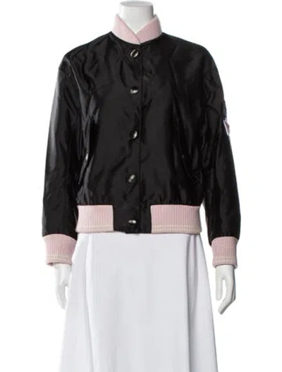 Pre-owned Miu Miu 2016 Colorblock Pattern Bomber Jacket In Black