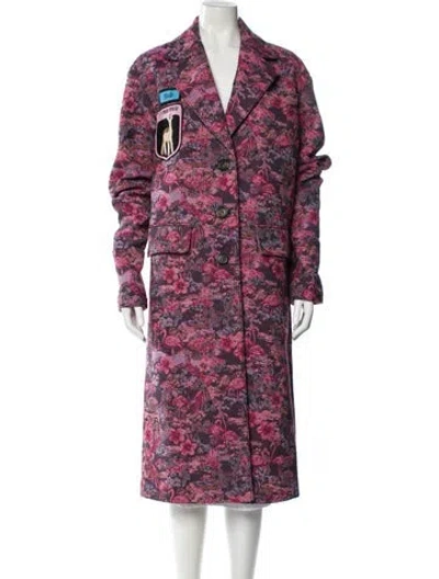 Pre-owned Miu Miu 2016 Floral Print Trench Coat In Purple