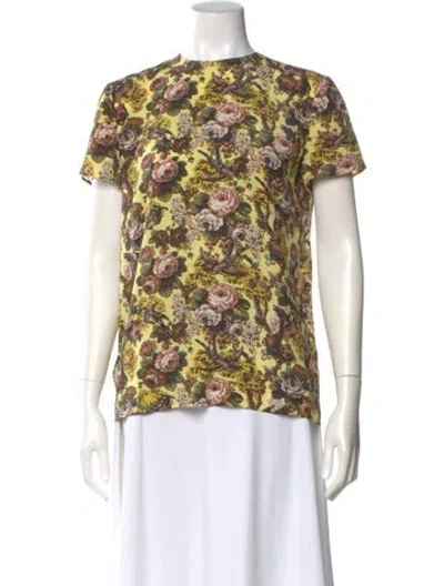 Pre-owned Miu Miu 2016 Floral Print T-shirt In Yellow