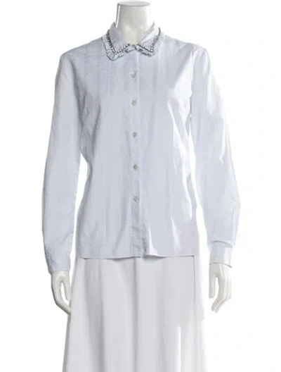 Pre-owned Miu Miu 2016 Long Sleeve Blouse In Blue