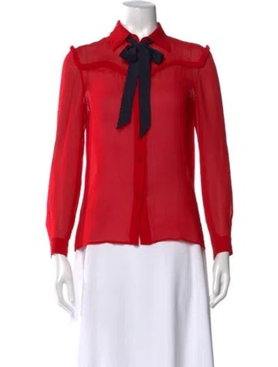 Pre-owned Miu Miu 2016 Long Sleeve Blouse In Red