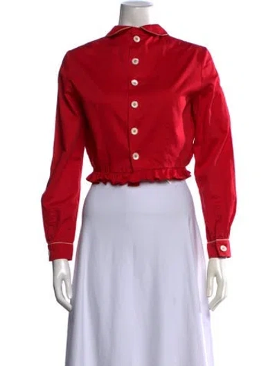 Pre-owned Miu Miu 2016 Long Sleeve Button-up Top In Red